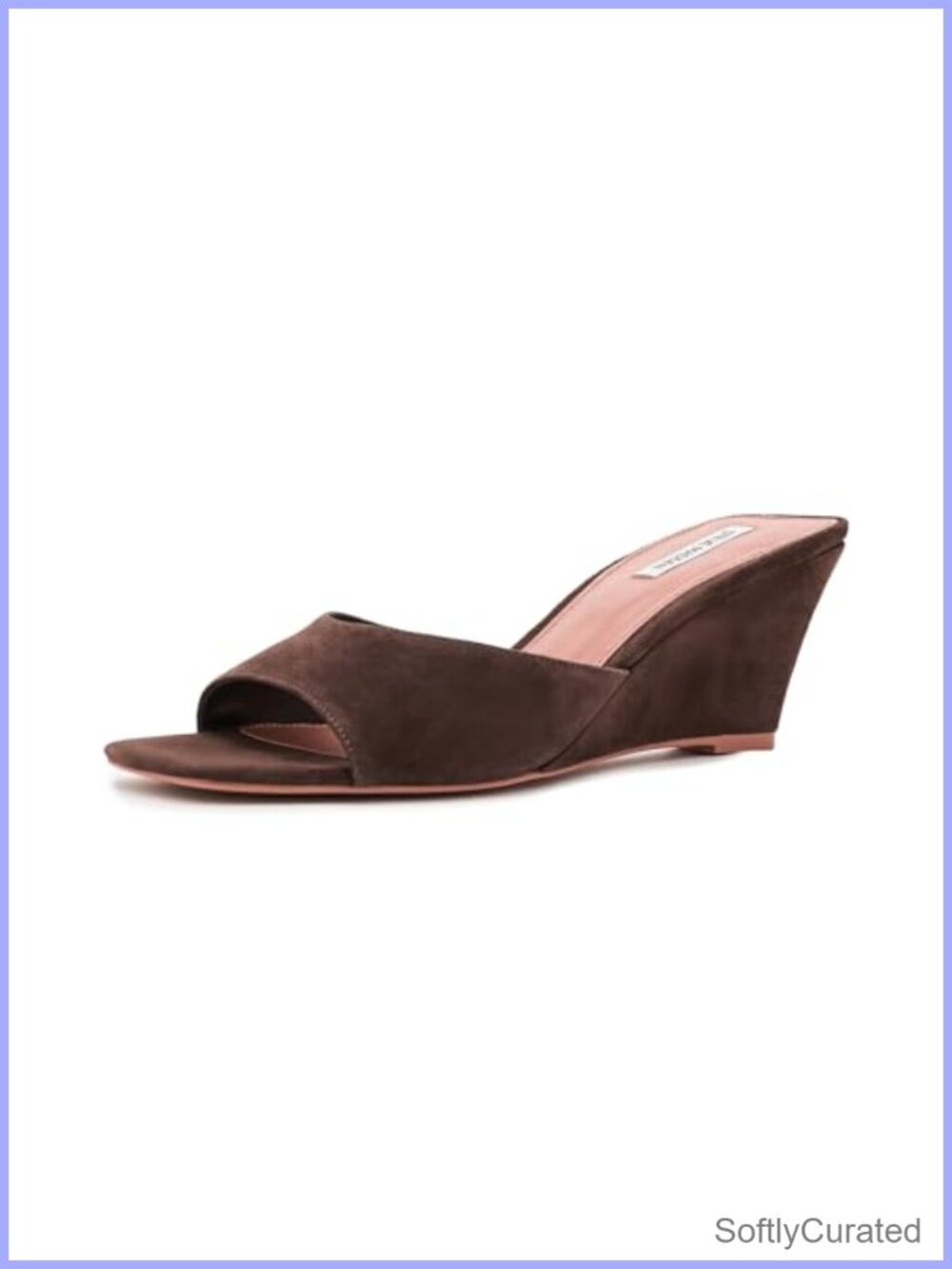 Suede Wedge Sandal with Ankle Strap, Slip On Open Toe, Casual